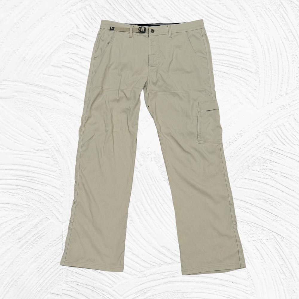 prAna Pants Mens XL Tan Stretch Zion Hiking Cargo Roll Up Travel Outdoor 36X32
